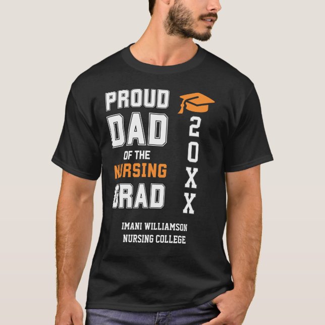 Proud Pappa NURSING Grad Fars dag Studenten T Shirt (Framsida)
