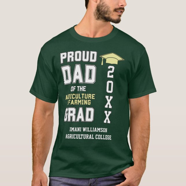 Proud Pappa of Agriculture Grad 20XX Studenten T Shirt (Framsida)