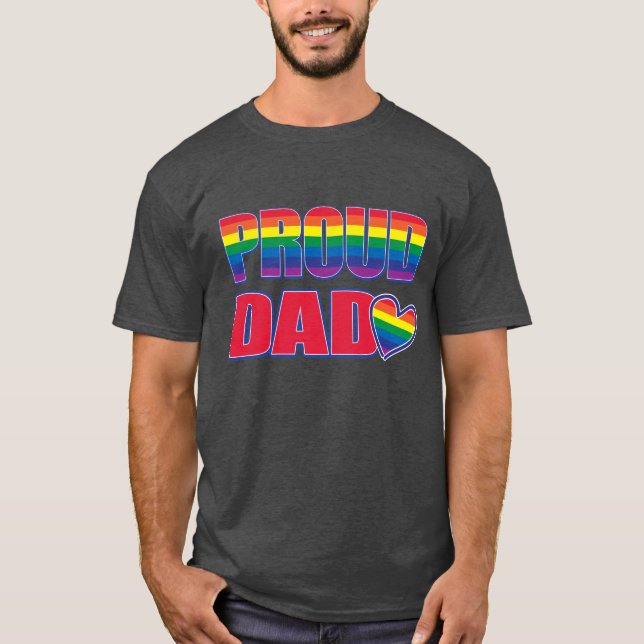 Proud Pappa - Rainbow Flagga - Gay pride T Shirt (Framsida)