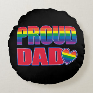 Proud Pappa - Rainbow Flagga Rund Kudde