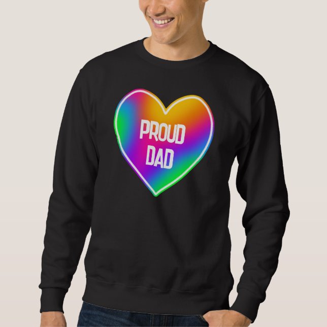 Proud Pappa Rainbow Heart Manar Sweatshirt (Framsida)