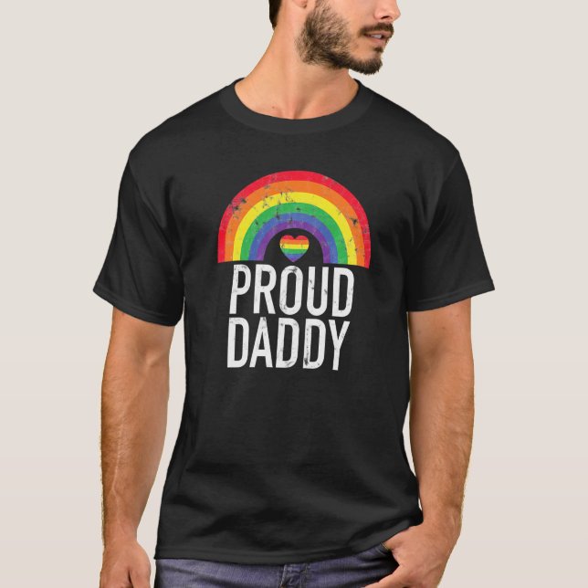Proud pappa Rainbow Retro Pappa Gay pride Lgbt Par T Shirt (Framsida)