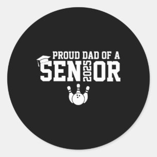 Proud Pappa Senior 2025 Bowling Player Cl från 202 Runt Klistermärke