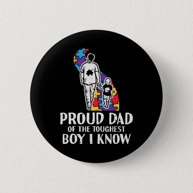Proud Pappa Toughest Boy Autism Awareness Asd Papp Knapp (Framsida)