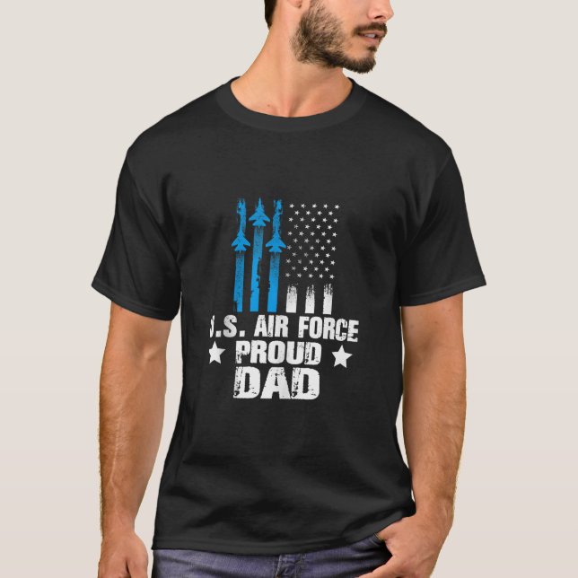 Proud Pappa US Airforce Military Veterans Family M T Shirt (Framsida)