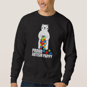 Proud Pappy Bear Autism Awareness Puzzle Biet Fam Lång Ärmad Tröja