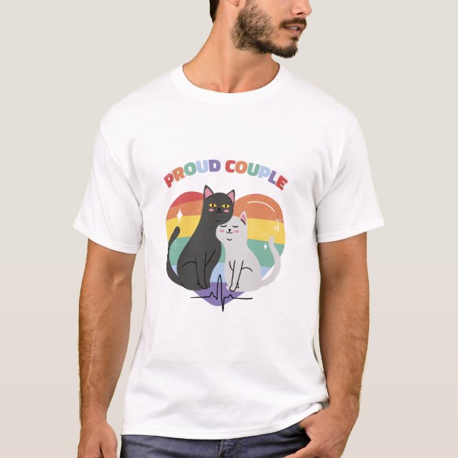 Proud par Cats Rainbow Heart T Shirt (Framsida)