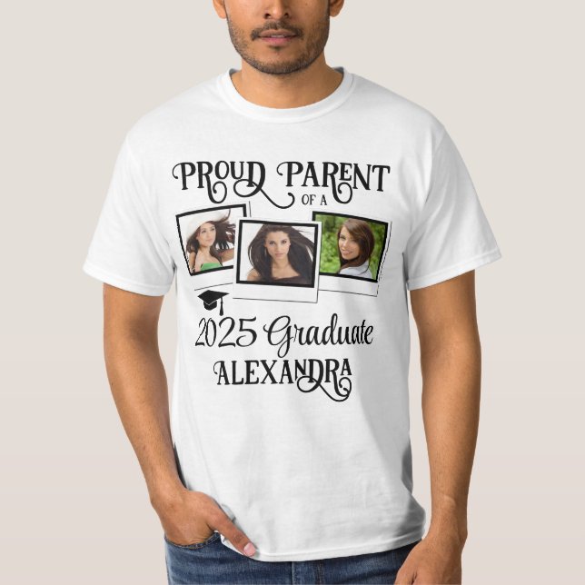 Proud Parent 2025 Student Studenten Photo T Shirt (Framsida)