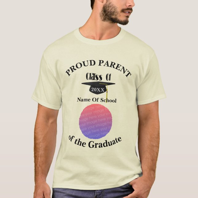 Proud Parent Graduation Cap Personalized Photo    T Shirt (Framsida)