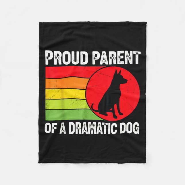 Proud Parent Of A Dramatic Dog Silhouette Retro De Fleecefilt (Framsidan)
