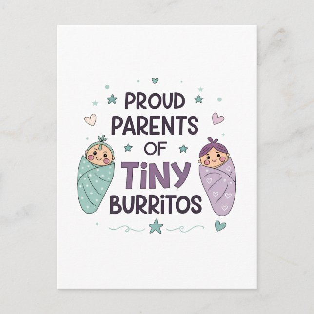 Proud Parents of Tiny Burritos Art Vykort (Framsida)