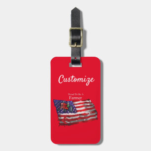Proud Patriotic Farmer Flagga Thunder_Cove Bagagebricka