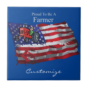 Proud Patriotic Farmer Flagga Thunder_Cove Kakelplatta