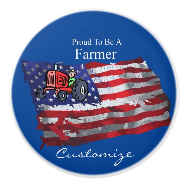 Proud Patriotic Farmer Flagga Thunder_Cove Knopp (Framsidan)