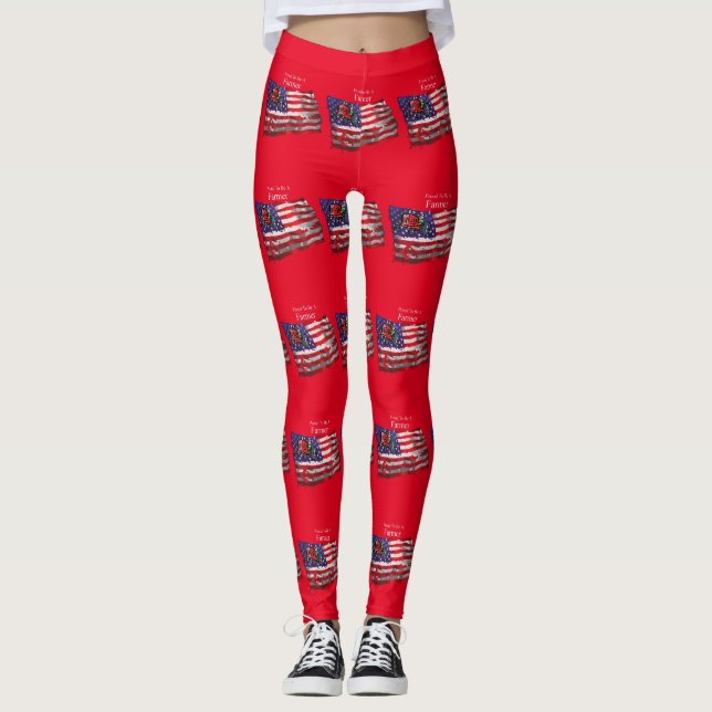 Proud Patriotic Farmer Flagga Thunder_Cove Leggings (Framsida)