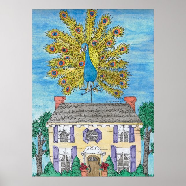 Proud Peacock Poster utskrift (Framsidan)