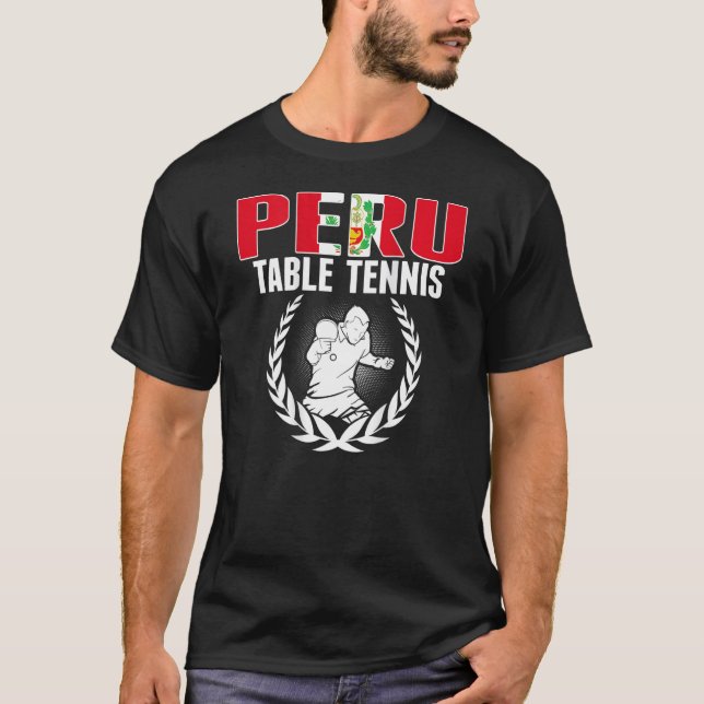 Proud Peru Table Tennis  Peruvian Ping Pong Suppor T Shirt (Framsida)