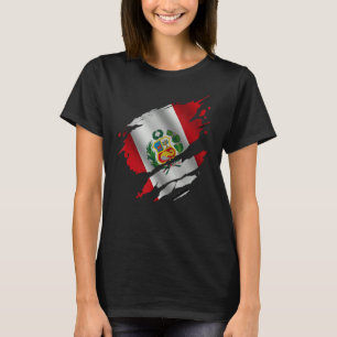 Proud Peruvian Root Torn Ripping Peruvia Flagga T Shirt