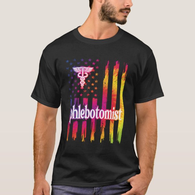 Proud Phlebotomist Us Flagga Phlebotomy T Shirt (Framsida)