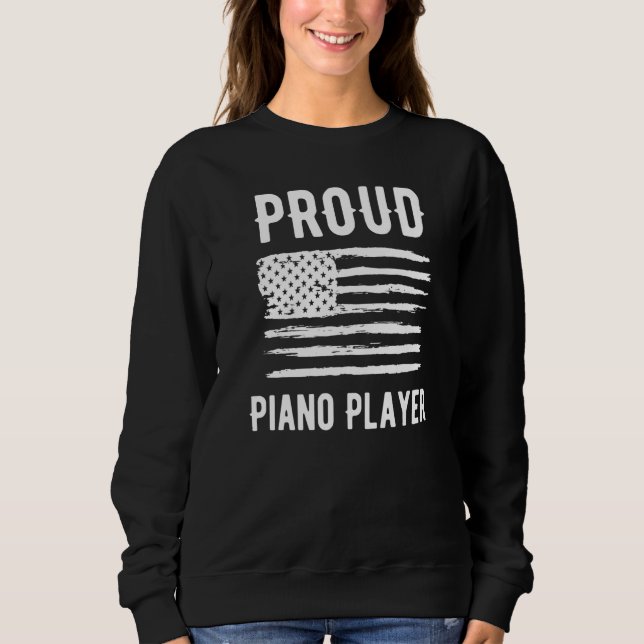 Proud Piano Player Profession American Flag Premiu T Shirt (Framsida)