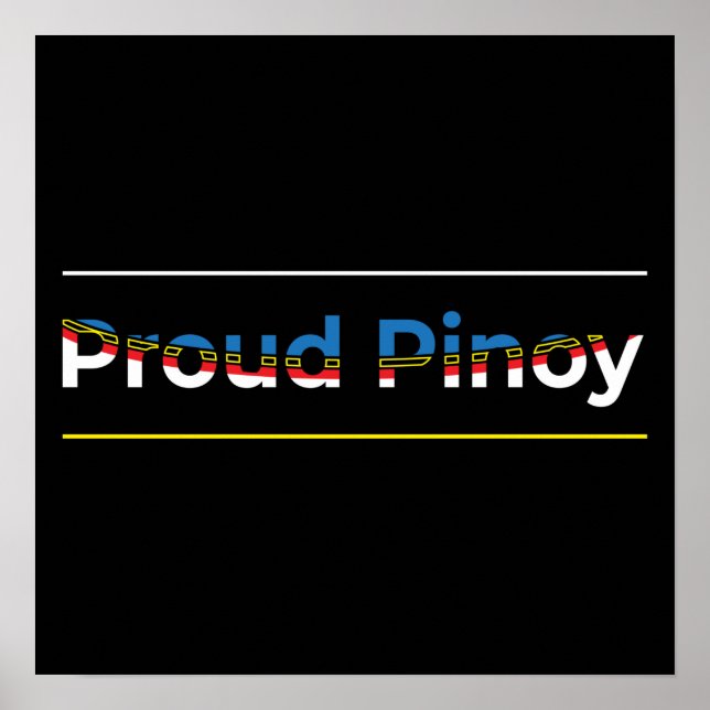 Proud Pinoy - Filipino Flagga Abstrakt Geometric Poster (Framsidan)