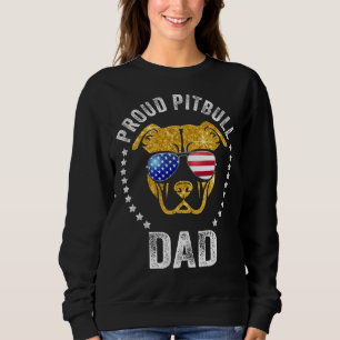 Proud Pitbull Pappa Ansikte Pitbull Wears American T Shirt