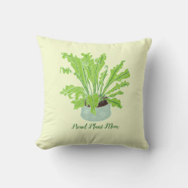 Proud Plant Mamma - fågelns nest fern på gult. Kudde