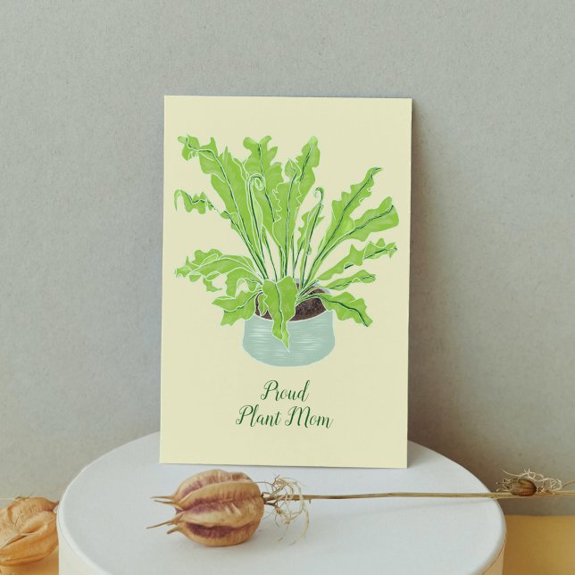 Proud Plant Mamma - fågelns nest fern på orange. Kort (Skapare uppladdad)
