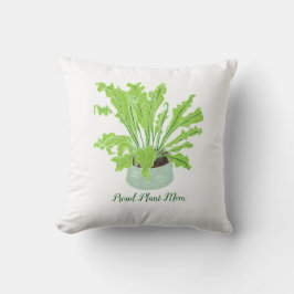 Proud Plant Mamma - fågelvilt på vitt. Kudde