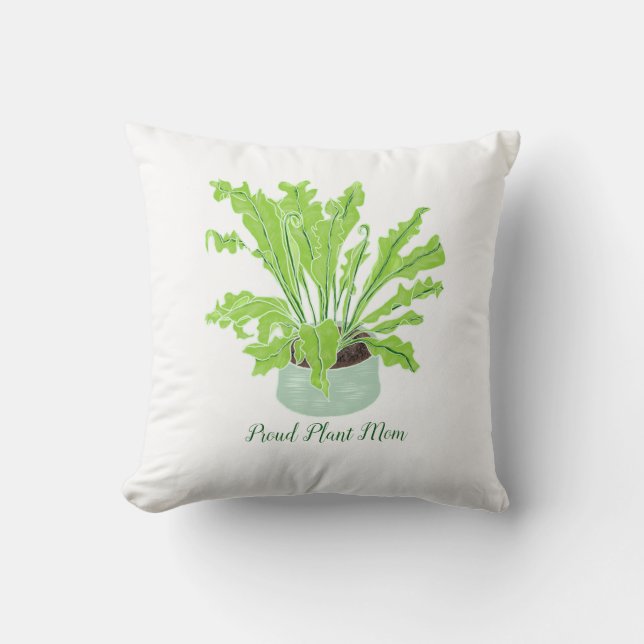 Proud Plant Mamma - fågelvilt på vitt. Kudde (Framsida)