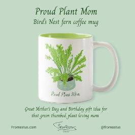 Proud Plant Mamma - fågelvilt på vitt. Två-Tonad Mugg