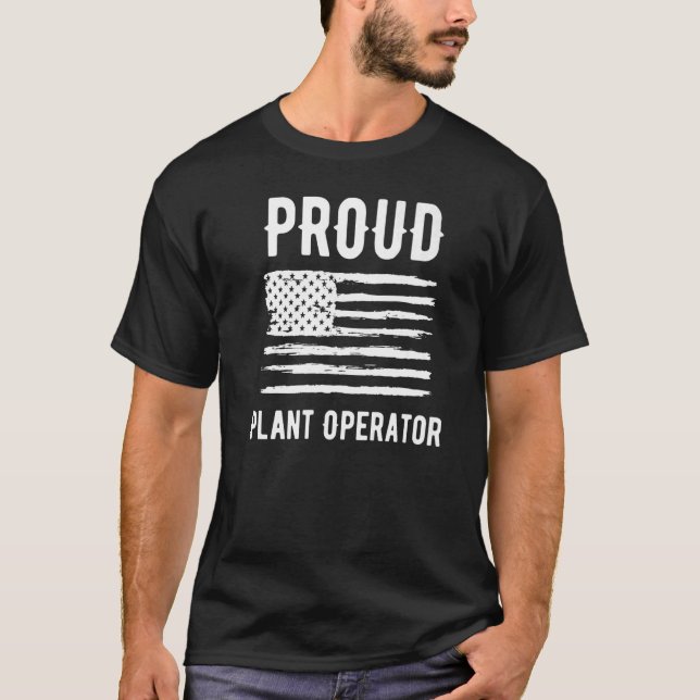 Proud Plant Operator Profession American Flagga Pr T Shirt (Framsida)