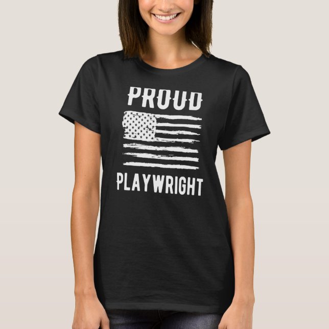 Proud Playwright Profession American Flagga Premiu T Shirt (Framsida)
