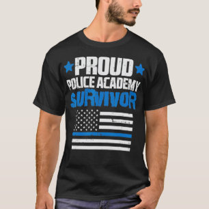 Proud Police Academy Survivor US Flagga Thin Blue T Shirt