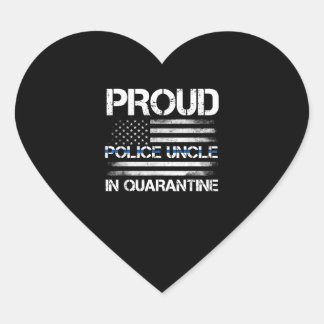 Proud Police farbror In Quarantine US Flagga Polic Hjärtformat Klistermärke