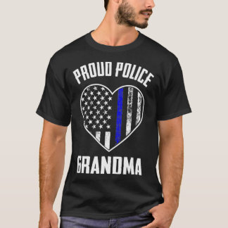 Proud Police Officer Grandma American Flagga Thin  T Shirt