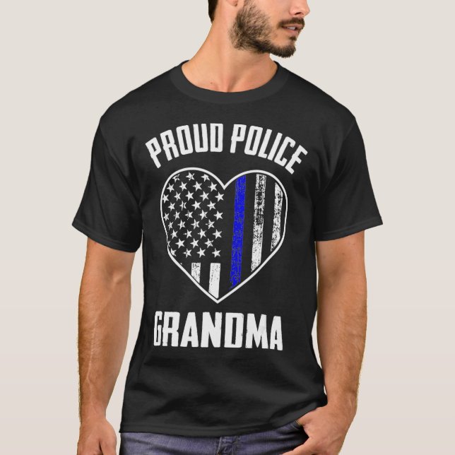 Proud Police Officer Grandma American Flagga Thin  T Shirt (Framsida)