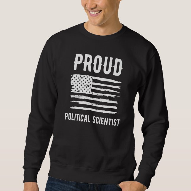 Proud Political Scientist Profession American Flag Lång Ärmad Tröja (Framsida)