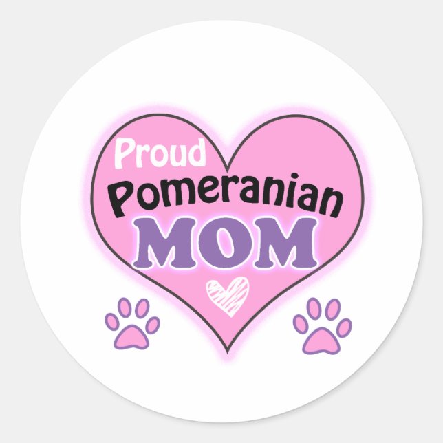 Proud Pommanian Mamma Runt Klistermärke (Framsida)