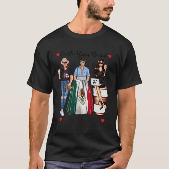 Proud Puerto Rican Mexican Roots Mexico Flagga Pat T Shirt (Framsida)