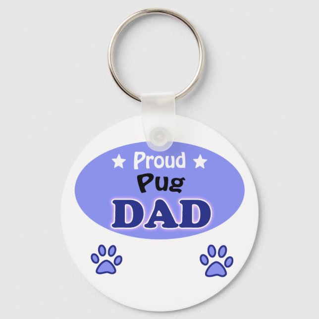 Proud Pug Pappa Nyckelring (Framsida)