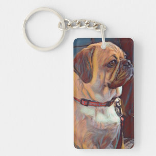 Proud Puggle Grandparent Keychain