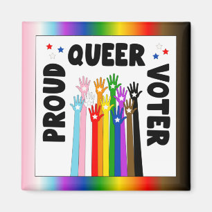 Proud Queer Voter-regnbåge händer Magnet