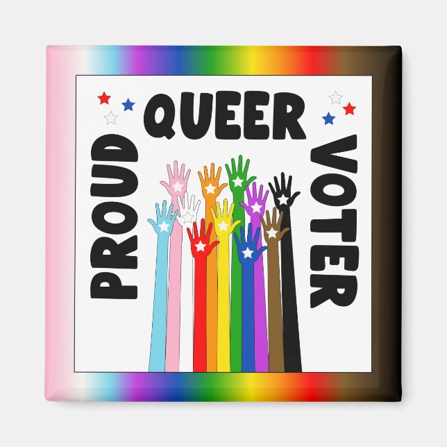 Proud Queer Voter-regnbåge händer Magnet (Framsidan)