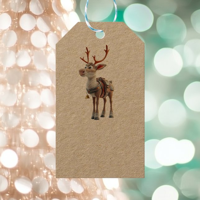 Proud Reindeer Kraft Gift Märkres Presentetikett (Skapare uppladdad)