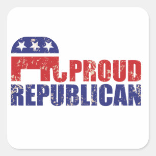 Proud Republican Elephant Distress Tan Fyrkantigt Klistermärke