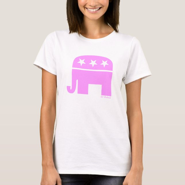 Proud Republican Woman Rosa Elephant GOP Tee Shirt (Framsida)