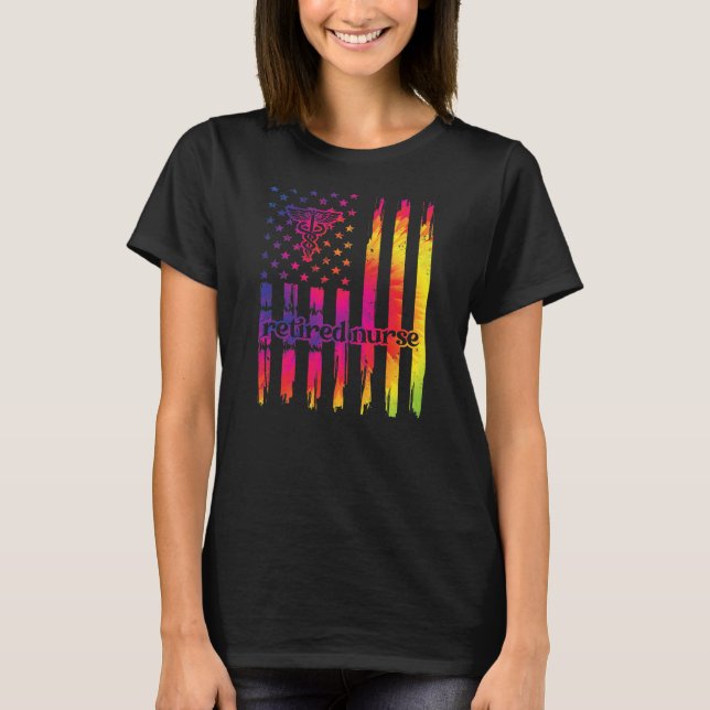 Proud Retired Nurse US Flag Nurse Retirement  T Shirt (Framsida)