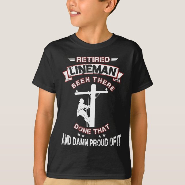 Proud Retrött Lineman Gift Pension T Shirt (Framsida)