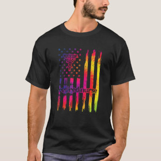 Proud Retrött Nurse Us Flagga Nurse Pension T Shirt